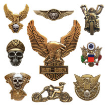 Harley Alloy Brass Skull Badge Moto Eagle Men Presidential Locomotive Pirate Large Medal Brooch