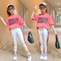Summer girls suit trendy ocean gas T-shirt children short sleeve sports clothes 12 CUHK children summer clothes 7-year-old sets