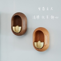  Small wind chimes doorbells suction-type solid wood brass Japanese simple handmade refrigerator household copper bells housewarming gifts