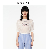 dazzle ground vegan 2021 autumn new baba dad series post-embroidered knit short sleeve t-shirt woman 2D3E3011B