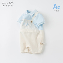 Davibella mens baby one-piece dress Summer new newborns short climbing clothes Harvest baby even body clothes