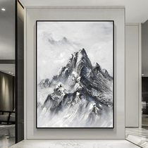 Hand-painted oil painting new Chinese style majestic snow mountain simple abstract porch bedroom living room background decoration painting Black and White Mountain