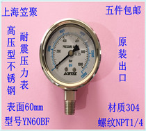 ACUTEK High Pressure All stainless steel shock resistant pressure gauge YN60BF 1000bar NPT1 4