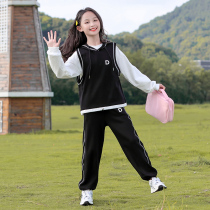  Girls  autumn net red suit 2021 new Western style childrens clothing 10-year-old girl spring and autumn sweater clothes big childrens autumn