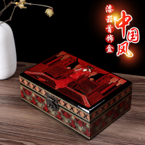  Wooden painted jewelry box Lacquerware storage box Jewelry box Home decoration utensils Wedding gifts Wedding ornaments