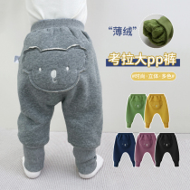 Baby thin suede pants warm outside wearing super cute casual loose beam leg 100 lap foreign air and baby boy pants