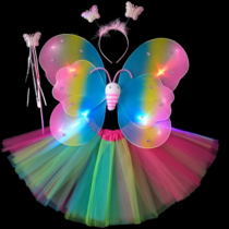 June 1 childrens costume angel butterfly wings four-piece flower fairy girl cos performance props wings