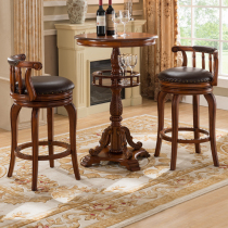 American bar chair Solid wood bar chair stool Bar table Household American bar stool backrest bar chair rotating high stool