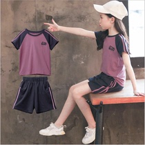 With Cotton Girl Shorts Suit Summer Dress 2022 New CUHK Child Trendy Net Red Sports Casual Children Two Sets