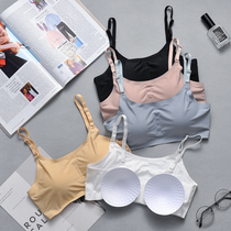 Ice Silk three-breasted breast wrap underwear girl student anti-light sling sling chest chest small no steel ring bra thin