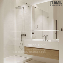 Warm cream color high-end bathroom tile plain Japanese grille striped white slotted wall tiles and floor tiles