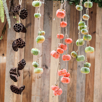 Simulation fruit hanging string Fruit shop restaurant Creative restaurant restaurant fake persimmon pendant Wall decoration air charm