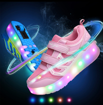 Spring and summer net breathable lamp storm shoes boy single wheel pulley shoes girls wheel sneakers wheel sports shoes