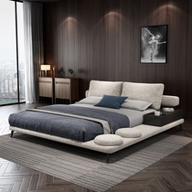 Nordic simple modern fabric double Italian light luxury net red ins master bedroom tatami small family soft bag bed