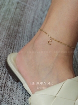 Anklet womens 18K gold side chain C pendant rebornme womens fashion niche design sense versatile summer custom