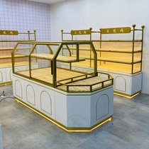 New bread display cabinet side cabinet cake island cabinet model cabinet baking solid wood glass display counter