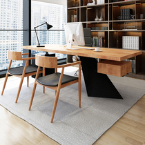 Desk boss table solid wood log board table boss desk desk manager table master desk single office table and chair combination