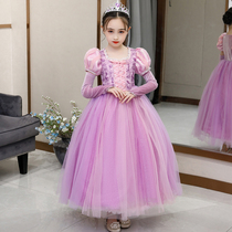 Long Hair Princess Dress Girl Spring Autumn Cloak Birthday Long Style Dress Ice Chic Edge Love Sa Sufia Dresses Children