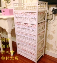 Rattan storage cabinet drawer type simple bedside white baby baby sorting locker guardrail 5 Draw 3 draw