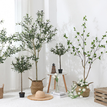 Nordic simulation olive tree potted net red green plant fake plant indoor living room homestay store window floor decoration