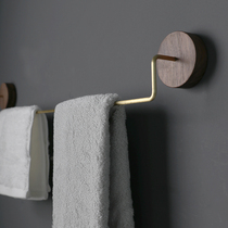 Xiaoxi toilet towel rack bathroom single pole towel bar rack towel rack black walnut wood non-punching