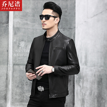 New Haining leather leather clothing men imported goat leather short suit stand collar slim leather jacket motorcycle jacket spring and autumn