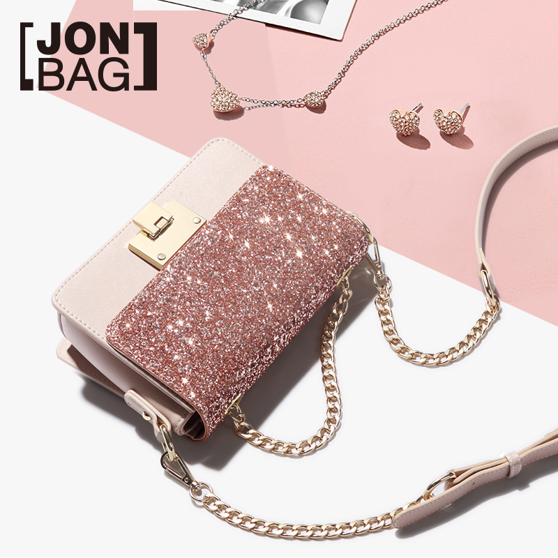 Simple Lady's Bright and Fresh Bag Autumn and Winter 2019 New Fashion Girl Bag Chain with One Shoulder Slant