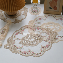 ins style vintage lace embroidered table mat French vintage pastoral fabric decoration mat coaster bedside table cloth mat