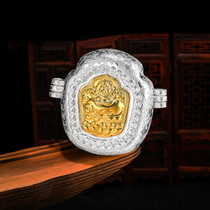 Tibetan sterling silver gilded elephant bogau box Nepalese handmade treasure auspicious Kawu necklace pendant