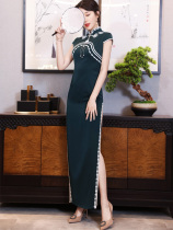 Cheongsam 2021 new female autumn long dress temperament elegant retro improvement Net red pop fashion show costume