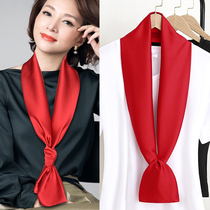 Silk scarf female pure Chinese red big red wedding small long square scarf scarf spring and autumn winter neck scarf scarf