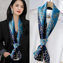 Silk scarf spring and autumn small long foreign fashion lazy women Joker decorative scarf scarf with suit binding bag