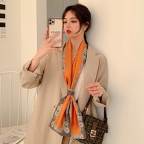 Spring and Autumn Joker Silk Scarf Small Strip Summer Thin Scarf Decoration Joker Temperament Fashion Scarf and Suit
