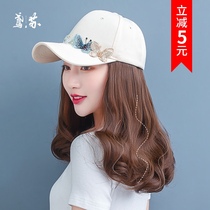 Baseball Hat Medium Long Curly Hair Wig Hat One-Piece Female Summer Fashion Long Curly Natural Cap Detachable