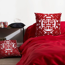 Wedding pillow Wedding happy word pillow A pair of small red books newlywed sofa bed decorated with Chinese wedding room pillow pad