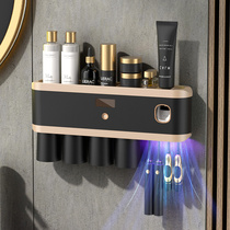 Smart UV germicidal toothbrush sterilizer wall-mounted free-to-punch gargling cup containing drain shelve automatic