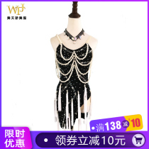 Dance Tianjiao dance clothes new high-end performance clothes pearl tassels Diamond-embedded childrens Latin dance competition performance test