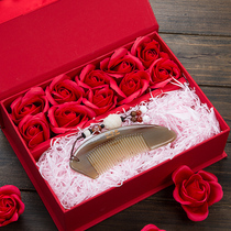 High-end white horn comb natural teacher's day gift authentic gift box set lettering official flagship store