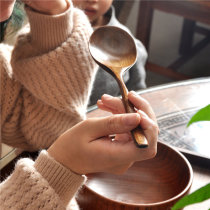 Korean online celebrity eat broadcast long handle wooden spoon Dry rice peoples special spoon Japanese eating spoon Oversized wooden spoon drink spoon