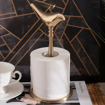 Light luxury tissue rack Nordic gold solid brass vertical table paper towel storage rack Simple kitchen roll paper holder