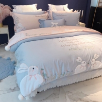 Rabbit 60 long suede cotton four sets cute cartoon full cotton linen pure cotton beds Quilt Girl Hearts main wind
