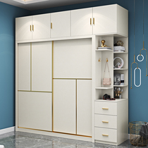 Solid wood multi-layer board wardrobe household bedroom modern simple sliding door cabinet Net red light luxury storage large wardrobe