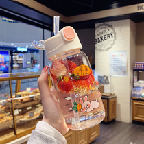 Water cup female net red with straw glass new portable scale cute girl heart ins Feng Shui cup