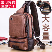 2022 New Chest Bag Mens Soft Leather Diagonal Satchel Casual Single Shoulder Bag Large Capacity Fashion 100 Hitch Personality Tide Card Backpack