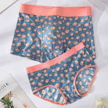 Couple underwear Ice Silk cute cartoon sexy temptation men and women double 2-pack summer underwear passion set
