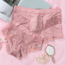 Couple underwear double set sexy lace hot temptation low waist underwear womens triangle trousers breathable Men