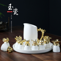 Twelve zodiac sheep Jade glass wine dispenser ceramic wine set set 12 animal head Yuanmingyuan spirits Cup gift box
