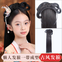 Hanfu hair ornaments Ancient style lazy people hair bands Female novice costume styling hand remnant party headbands integrated womens hair bun headdresses