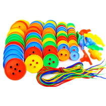 Pile Towers Big Buttons Oriental Love Baby Designated Teaching Aids Early Nursery School Threading Perforation Puzzle Force Toy Building Blocks