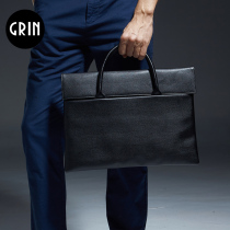 New business briefcase handbag handbag mens handbag leather paper bag Fashion Bull Leather Casual Boomer Bag